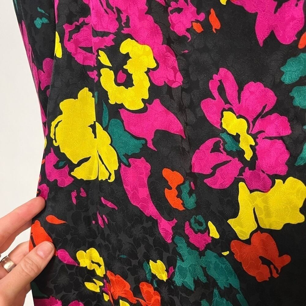 Vintage 1980s JILL RICHARDS Neon Floral Colorful 100% Silk Mini Dress 2 - Picture 11 of 11